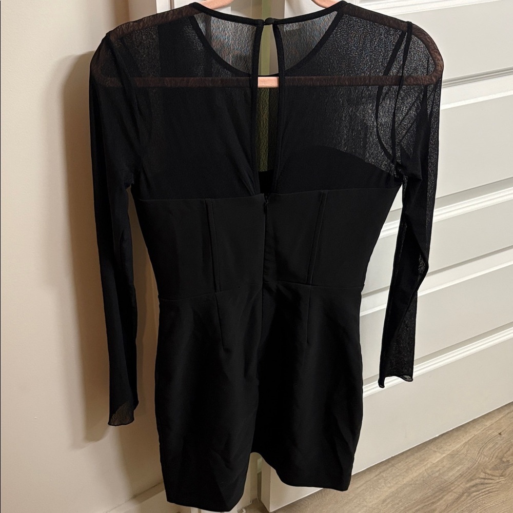 NBD REVOLVE Anita mini dress size small black  LBD mesh sleeves date night - Picture 6 of 11
